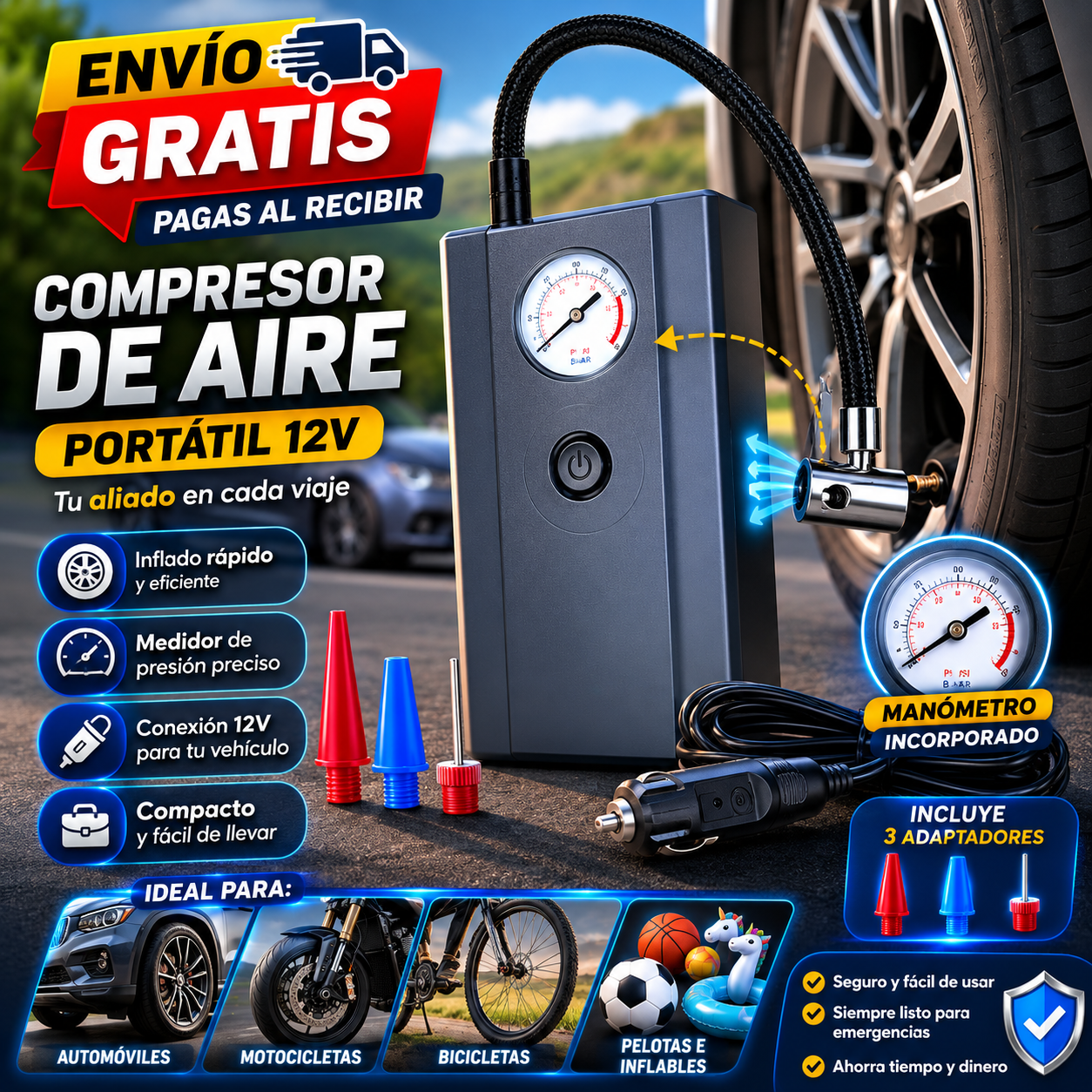 BOMBA DE AIRE ANALOGA 12V ST-9622