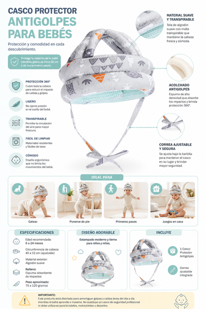 Casco Protector para Bebés Antigolpes