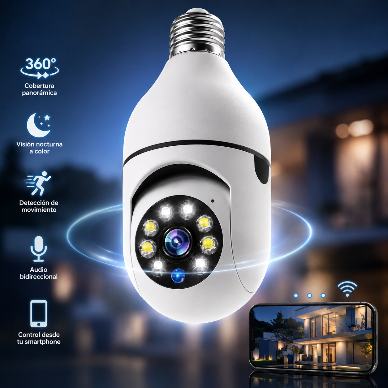 Bombilla Espía: Cámara de Seguridad Inalámbrica con Visión Nocturna