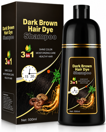 Dark Brown Hair Dye Shampoo 3 en 1 Marron