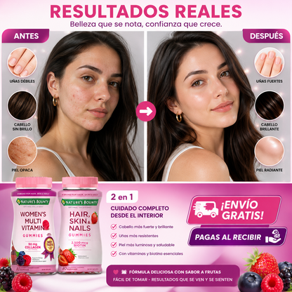 GOMITAS MULTIVITAMINICAS + PELO, PIEL Y UÑAS BIOTIN 2,500MCG 2x1