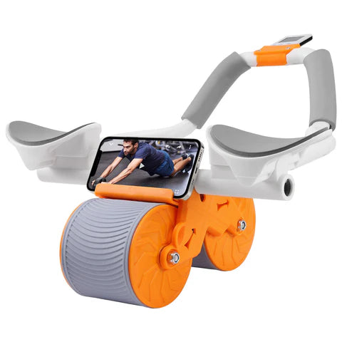 Rodillo abdominal de rebote automático con doble rueda estable